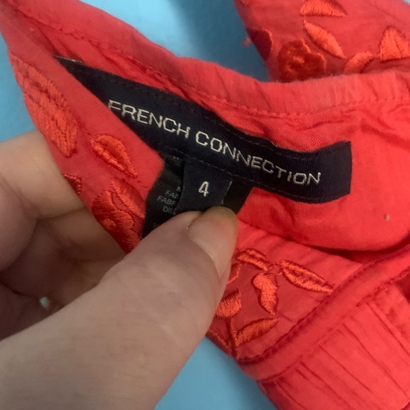 French Connection VTG Y2K Orange Babydoll Ruffled Hem Maxi Dress Size 4 - Picture 5 of 10